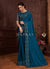 Turquoise Embroidered Wedding Wear Indian Saree
