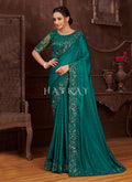 Sea Green Embroidered Wedding Wear Indian Saree