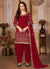 Red Mirror Work Embroidered Patiala Salwar Suit