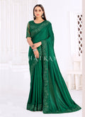 Green Embroidered Wedding Wear Indian Saree