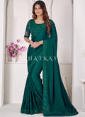 Green Sequence Embroidered Crush Wedding Saree