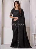 Black Sequence Embroidered Crush Wedding Saree
