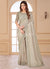 Beige Resham Embroidered Traditional Wedding Saree
