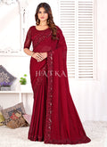 Rouge Red Sequence Embroidered Wedding Saree