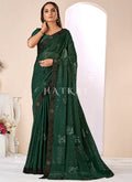 Dark Green Sequence Embroidery Georgette Saree