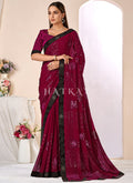 Hot Pink Sequence Embroidery Georgette Saree