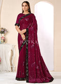 Rani Pink Sequence Embroidery Georgette Saree