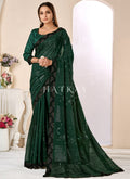 Dark Green Sequence Embroidery Georgette Saree