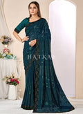 Royal Blue Sequence Embroidery Georgette Saree