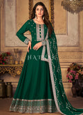 Dark Green Zari Embroidery Traditional Anarkali Suit