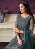 Turquoise Designer Pant Style Suit In USA