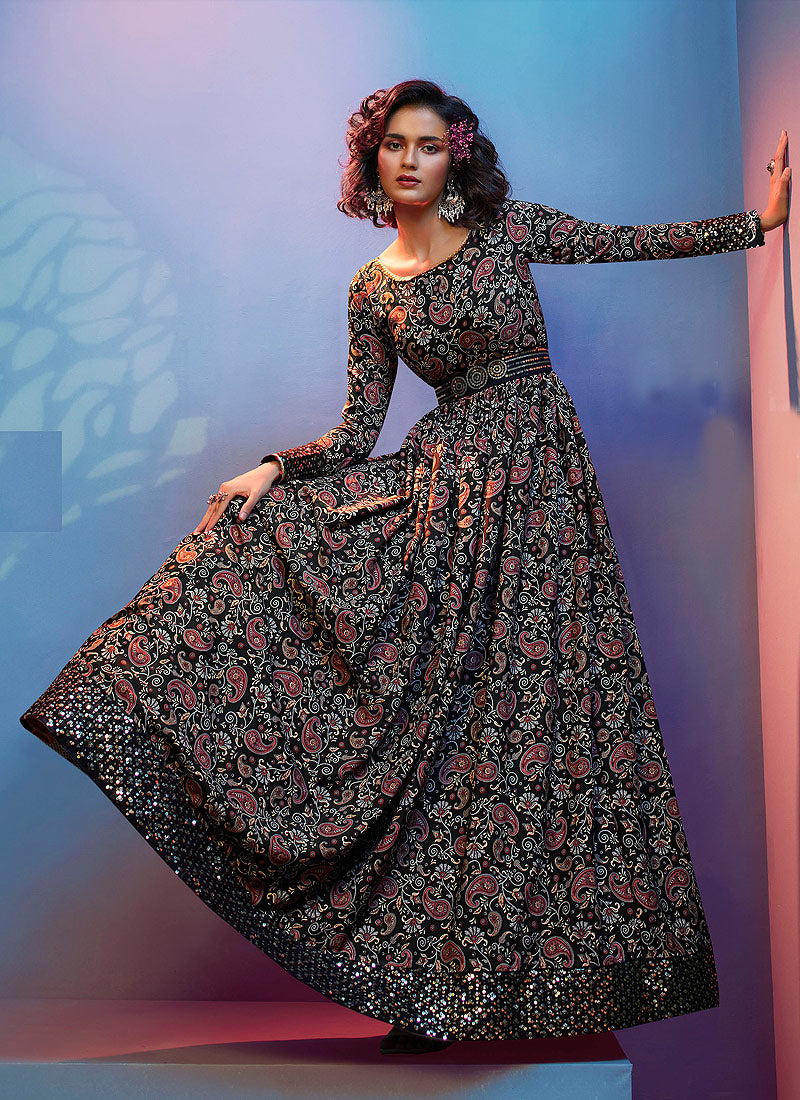 Black Floral Gown