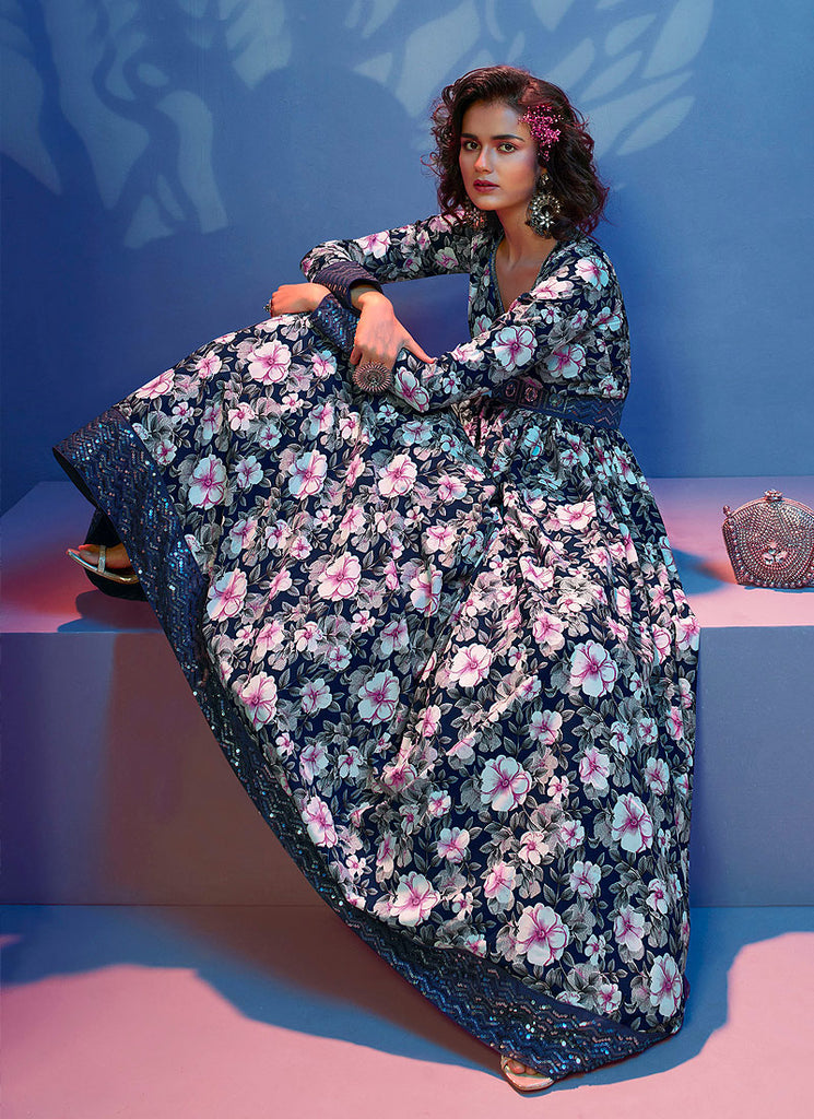 Blue Floral Gown