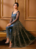 Navy Blue Slit Style Anarkali Pant Suit In CANADA 