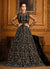 Black Zari Embroidered Slit Style Anarkali Pant Suit 