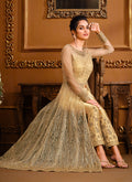 Yellow Slit Style Anarkali Pant Suit In USA