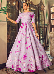 Lavender Tie Dye Sequence Embroidery Bollywood Gown