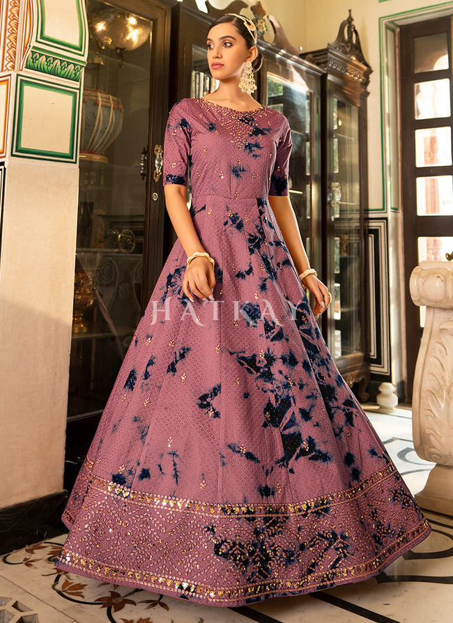 Dark Magenta Gown dress - Desi Royale | Bollywood style dress, Gowns, Full  skirt dress