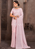 Pink Sequence Embroidery Organza Silk Saree