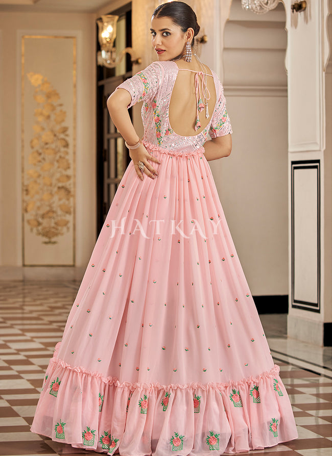 Women's Baby Pink Satin Suit Set With Organza Dupatta | Indian Online  Ethnic Wear Website For Women