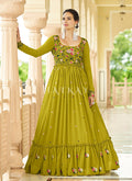 Light Green Multi Embroidered Flared Anarkali Gown