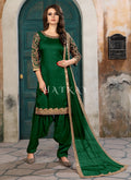 Green Mirror Work Patiala Suit