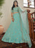 Teal Blue Sequence Embroidery Festive Lehenga Choli