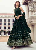 Dark Green Sequence Embroidery Wedding Anarkali Gown