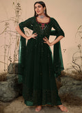 Green Sequence Embroidered Festive Palazzo Suit