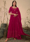 Magenta Sequence Embroidered Festive Palazzo Suit