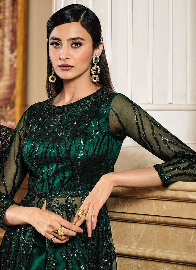Emerald Green Mehendi Dress – Panache Haute Couture