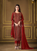 Red Sequence Embroidered Pakistani Style Salwar Suit