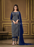 Blue Sequence Embroidered Pakistani Style Salwar Suit