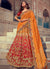 Red And Orange Embroidered Silk Wedding Lehenga Choli