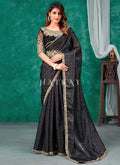 Black Mirror Work Embroidery Traditional Saree