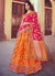 Orange And Pink Embroidered Silk Wedding Lehenga Choli