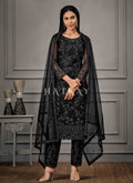 All Black Embroidered Pant Suit