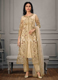 Creme Golden Embroidered Pant Suit