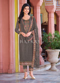 Grey Sequence Embroidered Pakistani Pant Style Suit