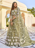 Olive Green Badla Embroidered Festive Lehenga Choli