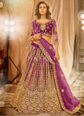 Dark Purple Zari Embroidery Wedding Lehenga Choli