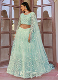 Sky Blue Badla Embroidered Festive Lehenga Choli