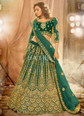 Dark Green Zari Embroidery Wedding Lehenga Choli
