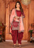 Red And Peach Mirror Work Embroidery Patiala Suit
