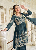 Turquoise Embroidered Gharara Style Suit In Australia