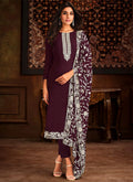 Buy Salwar Kameez - Wine Chikankari Embroidery Georgette Salwar Kameez Suit