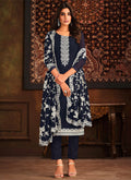 Buy Salwar Kameez - Navy Blue Chikankari Embroidery Georgette Salwar Kameez Suit