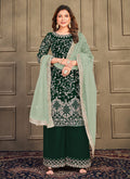 Buy Palazzo Suit - Dark Green Embroidery Traditional Palazzo Suit