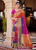Pink Multicoloured Traditional Weaved Silk Saree