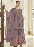 Lavender Embroidery Festive Gharara Style Palazzo Suit